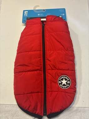 Fashion Sports Red Puffy Winter Dog Coat Vest with Integrated Harness